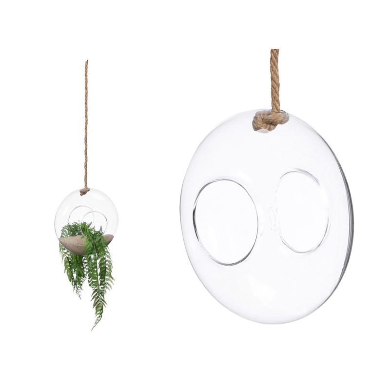 VASE SUSPENDUE CORDE BOULE MOYEN