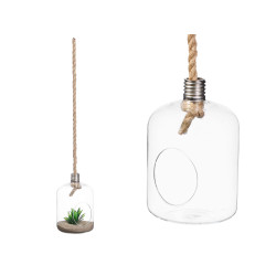 SMALL HANGING BALL VASE WITH LIGHT BULB SHAPE ROPE