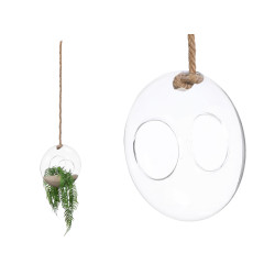 VASE SUSPENDUE DOUBLE BOULE CORDE MOYEN