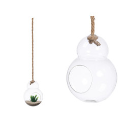 MEDIUM HANGING BALL VASE LIGHT BULB SHAPE ROPE