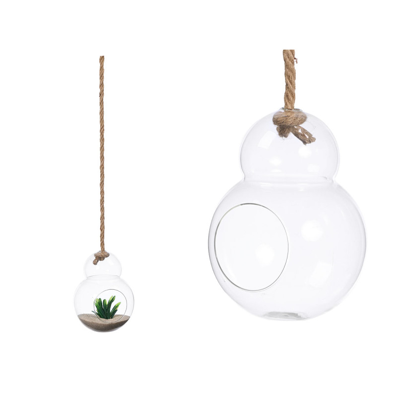 MEDIUM HANGING BALL VASE LIGHT BULB SHAPE ROPE