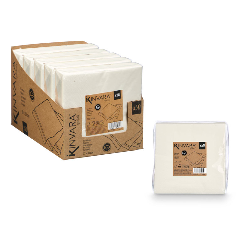 SET 50 SERVIETTES 33 X 33CM 17GR BLANC