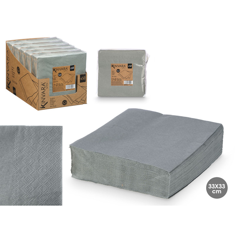 SET 50 SERVILLETAS 33 X 33CM 17GR GRIS
