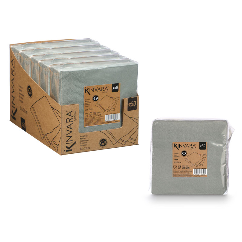 SET 50 SERVIETTES 33 X 33CM 17GR GRIS