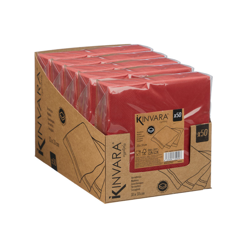 SET 50 SERVIETTES 33 X 33CM 17GR GRENAT