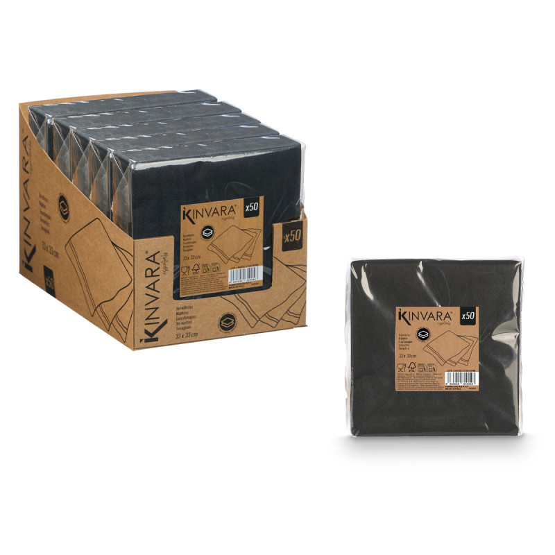 SET 50 SERVIETTES 33 X 33CM 17GR NOIR