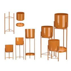 SET OF 3 STANDING BEIGE POTS