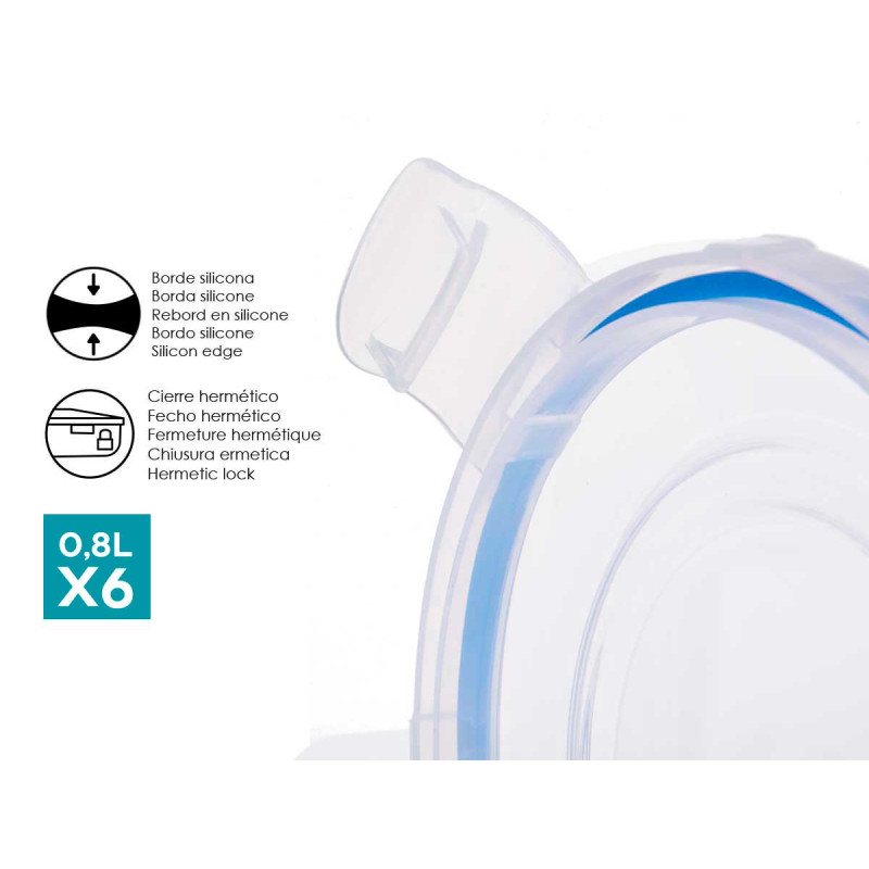 SET 6 FIAMBRERAS PLASTICO REDONDAS 800ML