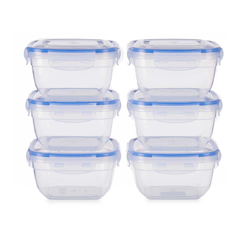 SET 6 FIAMBRERAS PLASTICO CUADRADAS 900ML