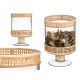 BOUGEOIR COUPE CYLINDRIQUE EN VERRE ET ROTIN 
