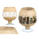 BOUGEOIR COUPE EN VERRE ET ROTIN 