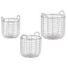 SET 3 CESTI METALLICI ROTONDI ARGENTO CON MANIGLIE