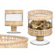 BOUGEOIR COUPE CYLINDRIQUE EN VERRE ET ROTIN PETIT