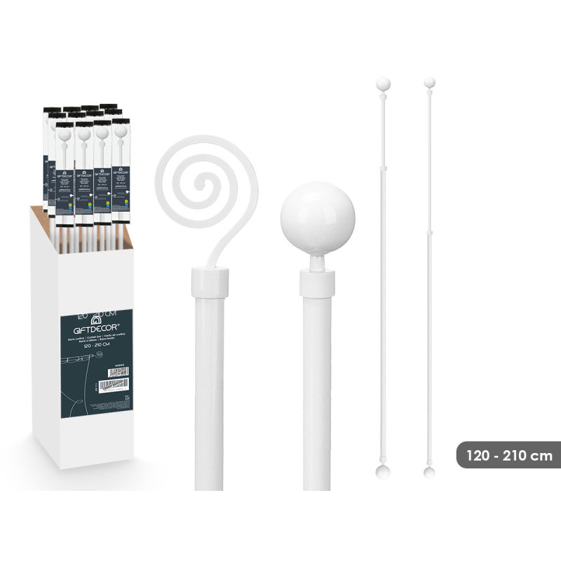 BARRE A RIDEAU ASSORT 2 120 X 210CM BLANC