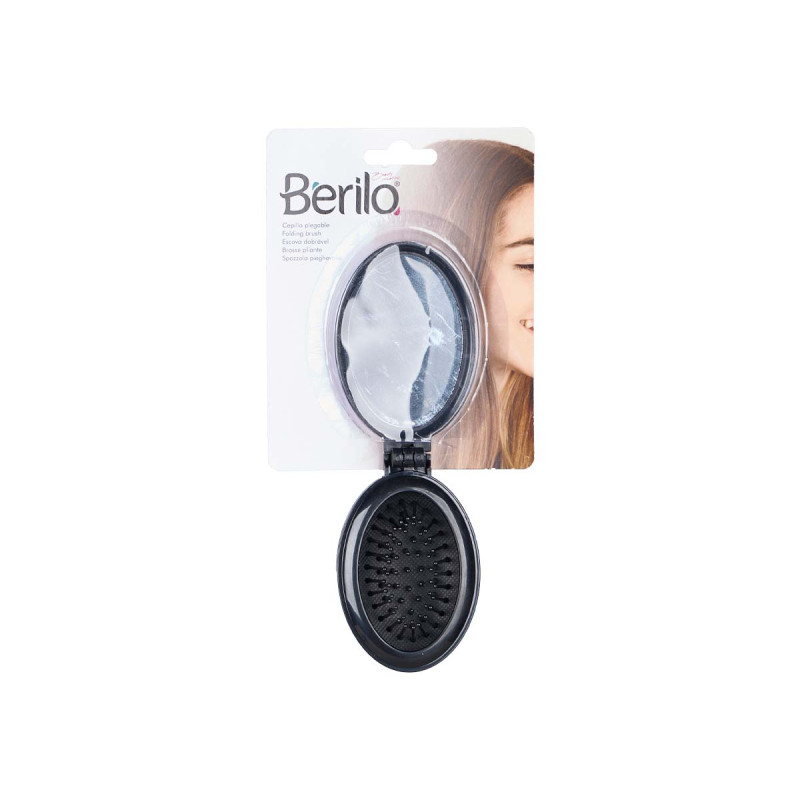 ESCOVA DE CABELO DOBRAVEL COM ESPELHO OVAL