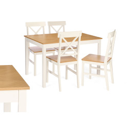 CONJ MESA 4 CADEIRAS BRANCO CASTANHO