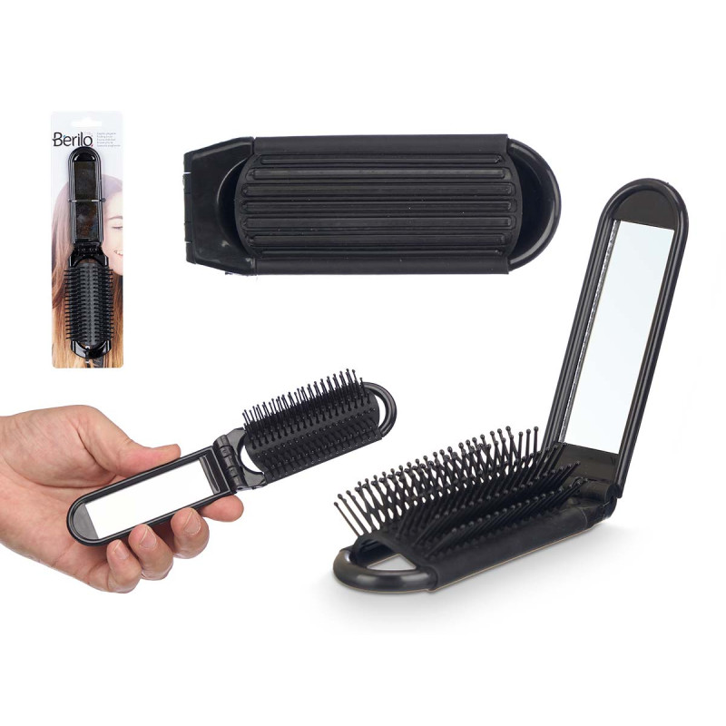 ESCOVA DE CABELO DOBRAVEL COM ESPELHO LARGO