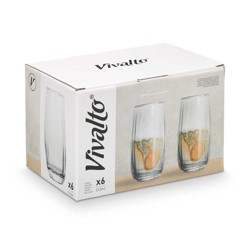 BICCHIERE RIGHE 510ML TRASPARENTE 