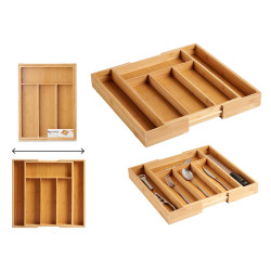 EXTENSIBLE BAMBOO CUTLERY TRAY 6 SLOTS