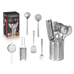 SET 7 UTENSILI CUCINA ACCIAIO INOX