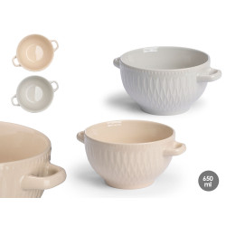650ML ASSORTED 2 CONSOMME BOWL WITH HANDLES LIGHT 