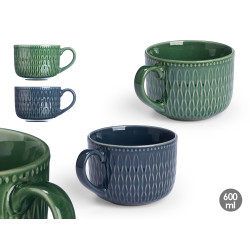 TAZZA DA COLAZIONE ASSORTITA 2 COLORI SCURI 600ML