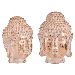 BIG WHITE AND GOLD POLYRESIN BUDDHA HEAD 