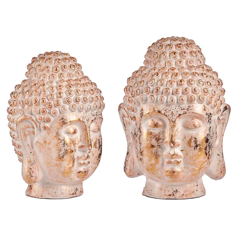 TESTA BUDDA POLIRESINA GRANDE BIANCO E ORO