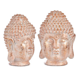 SMALL WHITE AND GOLD POLYRESIN BUDDHA HEAD 