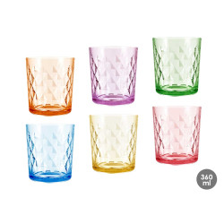 BICCHIERE VETRO RIGHE 360ML ASSORTITI 6COL