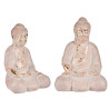 BOUDDHA POLYRSINE ASSIS MAINS JOINTES BLANC ET OR 