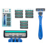 RAZOR WITH 4 REPLACEMENT CARTRIDGES 10 BLADES BLUE