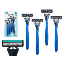 SET OF 4 RAZORS WITH 3 BLADES BLUE