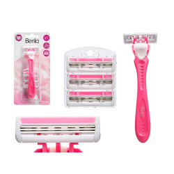 RAZOR WITH 4 REPLACEMENT CARTRIDGES 3 BLADES PINK