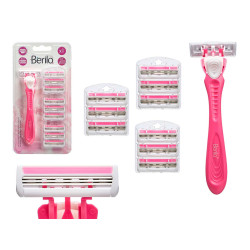 RAZOR WITH 4 REPLACEMENT CARTRIDGES 10 BLADES PINK