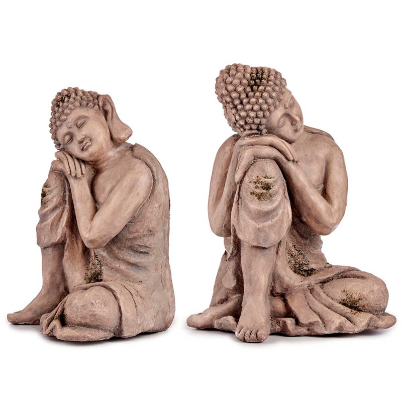 GREY POLYRESIN RELAXED BUDDHA