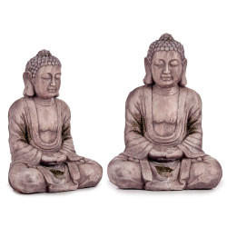 GREY POLYRESIN RELAXED HANDS TOGETHER BUDDHA