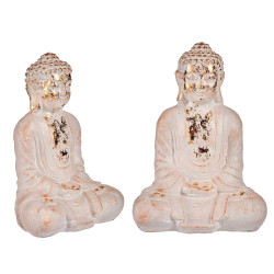 WHITE AND GOLD POLYRESIN HANDS TOGETHER BUDDHA 