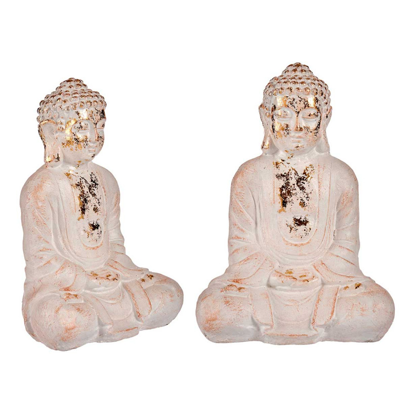WHITE AND GOLD POLYRESIN HANDS TOGETHER BUDDHA 