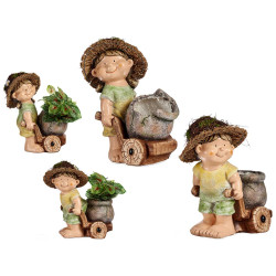 ASST 2 POLYRESIN CHILD WITH FLOWERPOT 