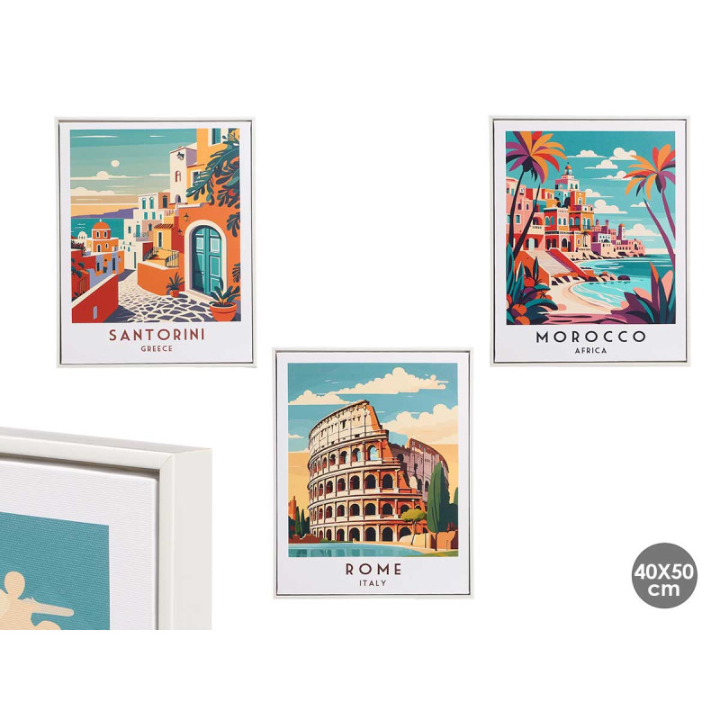 TABLEAU VILLES ASSORT 3 40X50CM