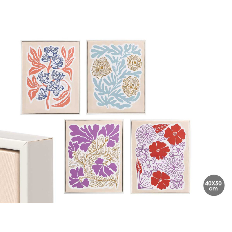 QUADRO FLORES SORT 4 40X50CM
