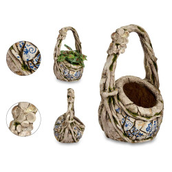 44CM POLYRESIN RUSTIC BASKET FOR GARDEN 