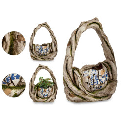 43,5CM POLYRESIN RUSTIC BASKET FOR GARDEN 
