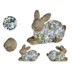 BLUE MOSAIC POLYRESIN RABBIT FIGURE 