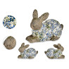 BLUE MOSAIC POLYRESIN RABBIT FIGURE 