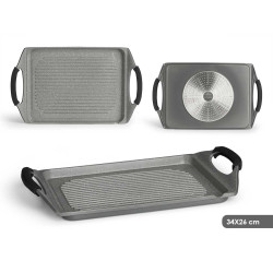 PLAQUE GRILLER PLAT GRIS 32X25CM ALUM INDUCTION