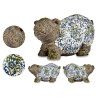BLUE MOSAIC POLYRESIN PIG FIGURE 