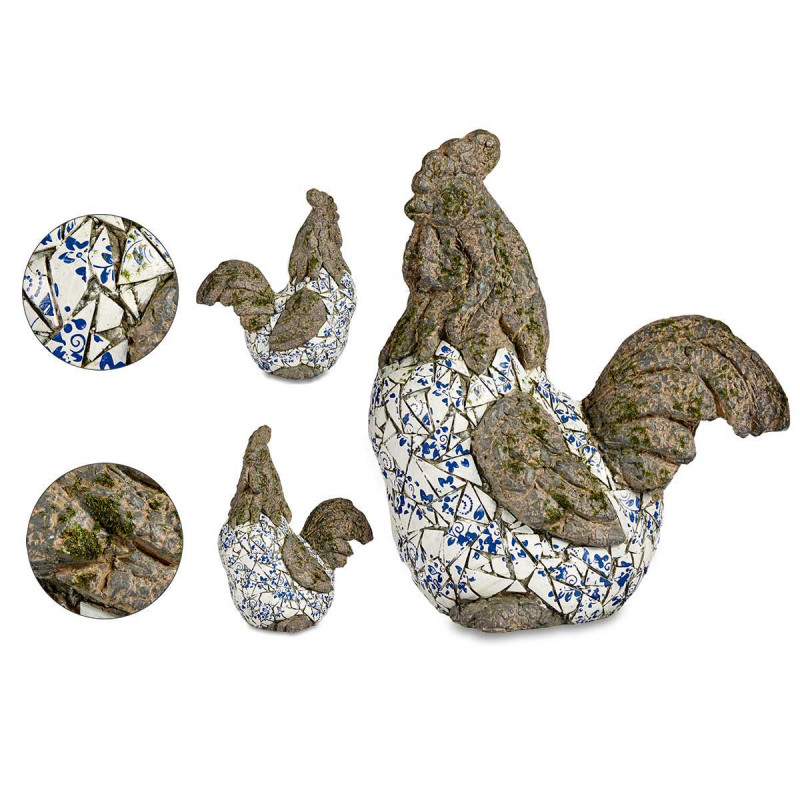 FIGURA POLIRESINA GALLO MOSAICO AZUL