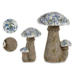 BLUE MOSAIC POLYRESIN MUSHROOM 